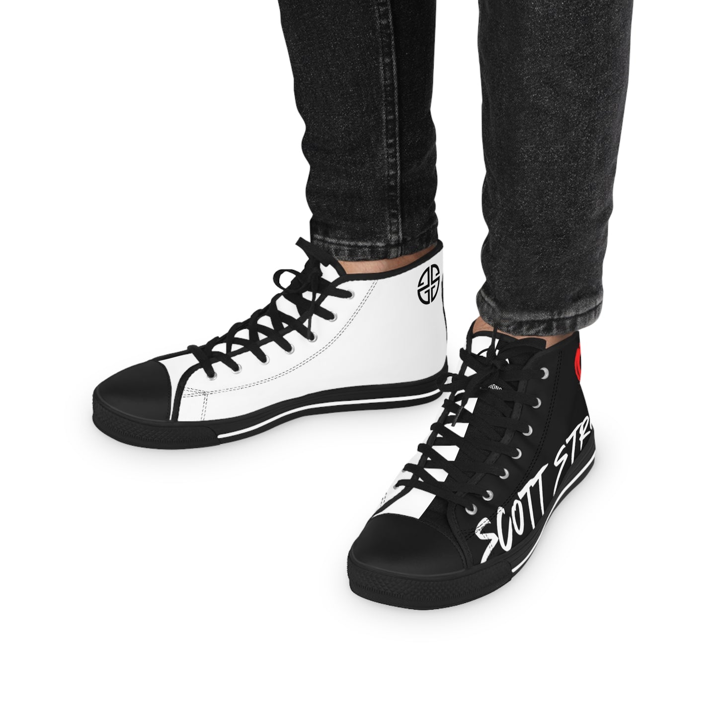 Scott Strong Bleeding Heart Graffiti Men's High Top Sneakers (Half & Half)