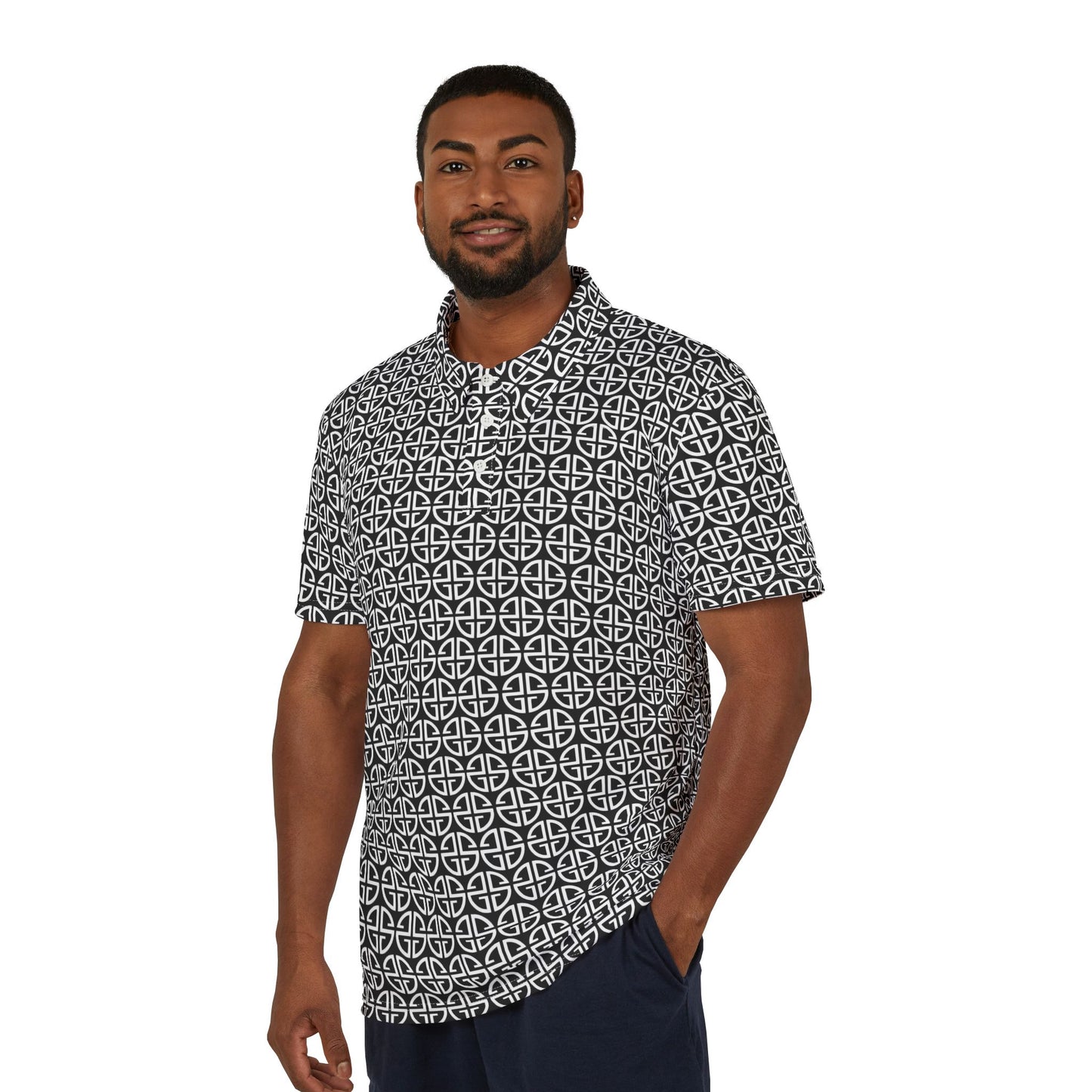 Scott Strong Cross-Print Unisex Polo Shirt