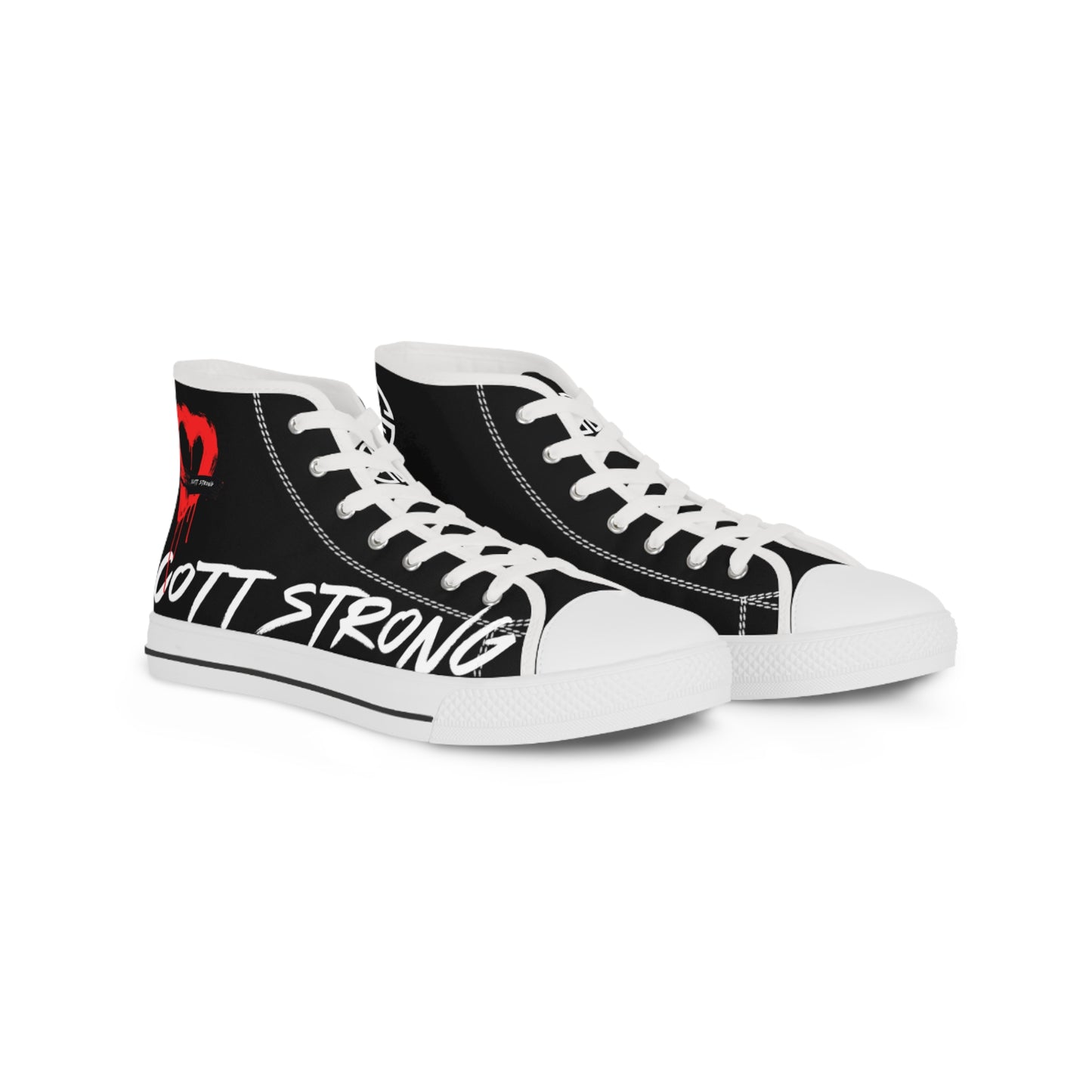 Scott Strong Bleeding Heart Graffiti Men's High Top Sneakers (Black)