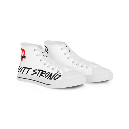 Scott Strong Bleeding Heart Graffiti Men's High Top Sneakers (White)
