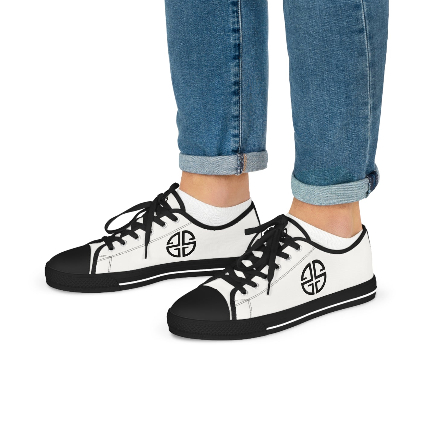Scott Strong Signature Seal Men's Low Top Sneakers (White/Black)