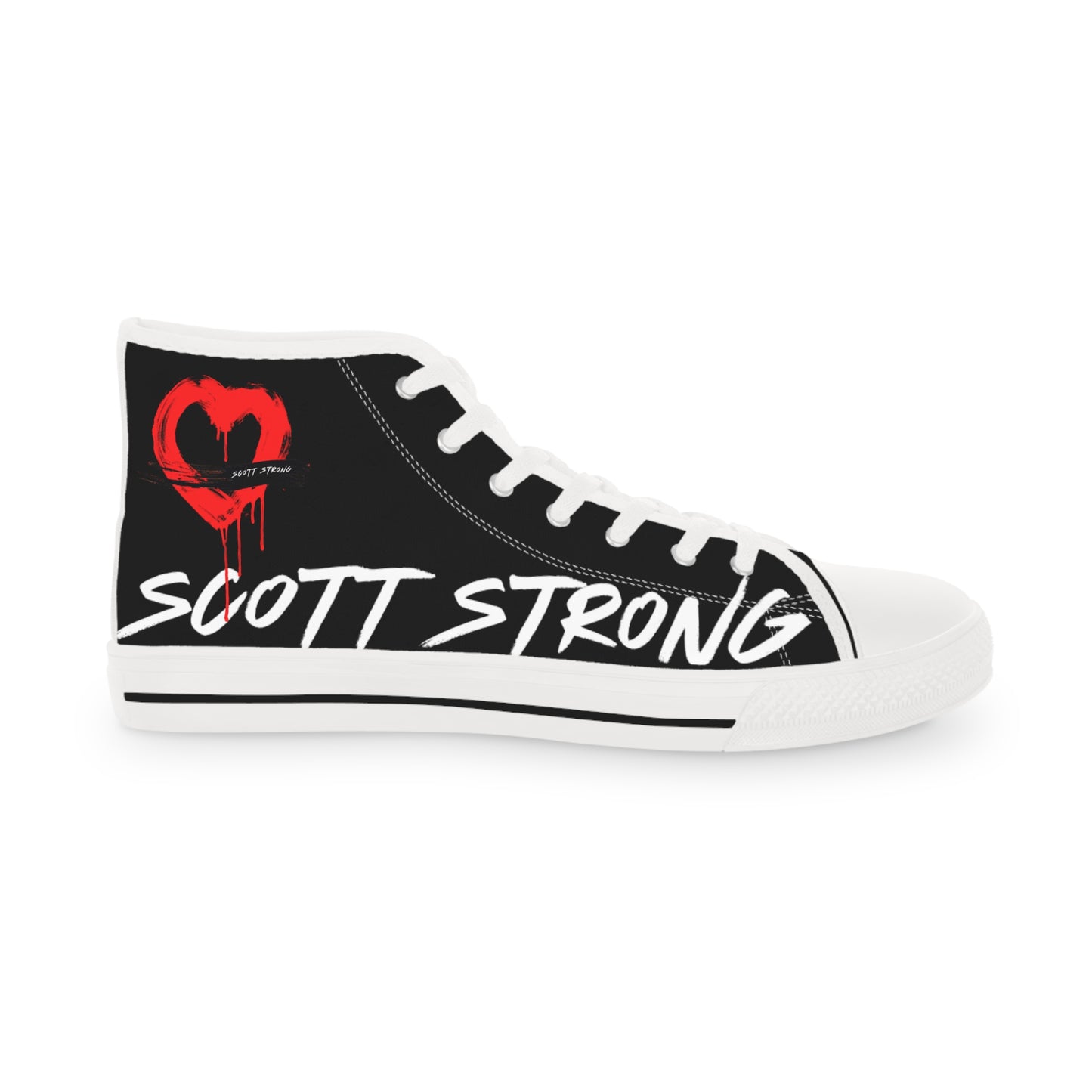 Scott Strong Bleeding Heart Graffiti Men's High Top Sneakers (Black)