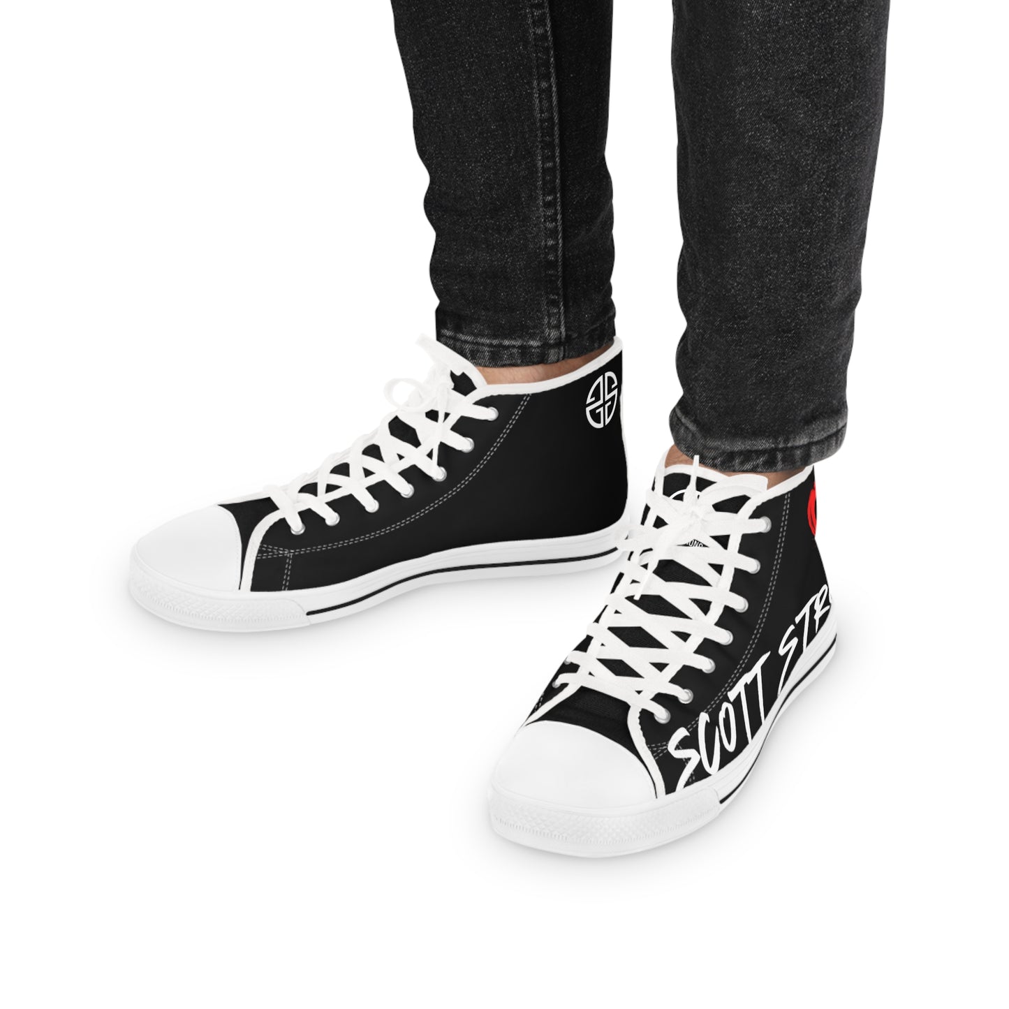 Scott Strong Bleeding Heart Graffiti Men's High Top Sneakers (Black)