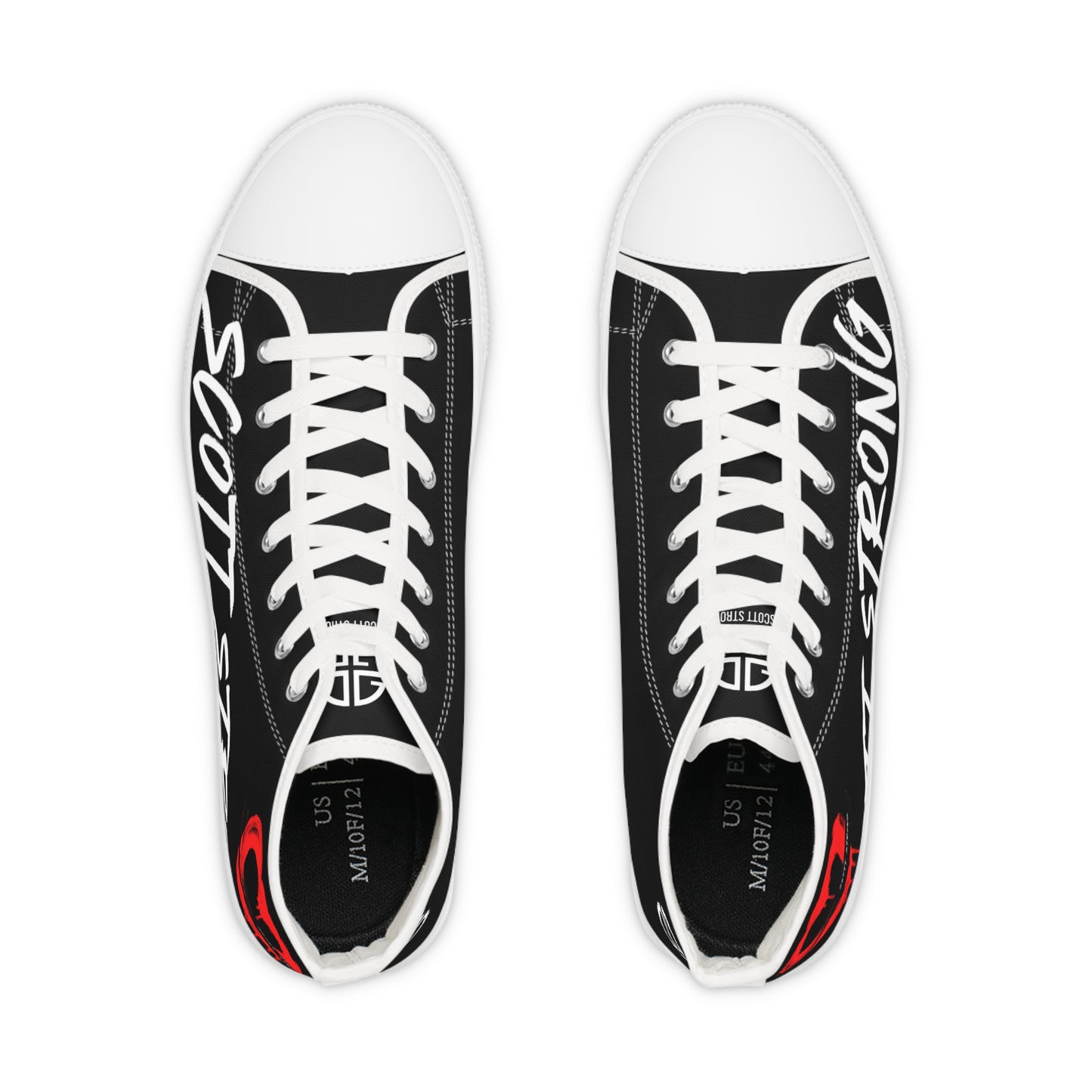 Scott Strong Bleeding Heart Graffiti Men's High Top Sneakers (Black)