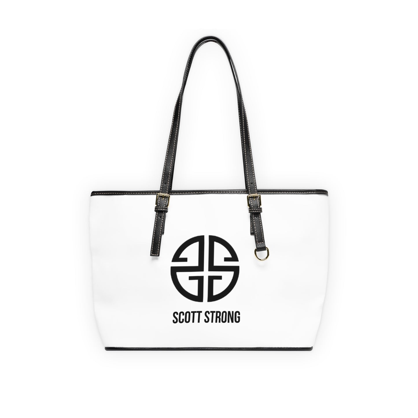 Scott Strong Signature Seal Vegan Leather Shoulder Bag (White)