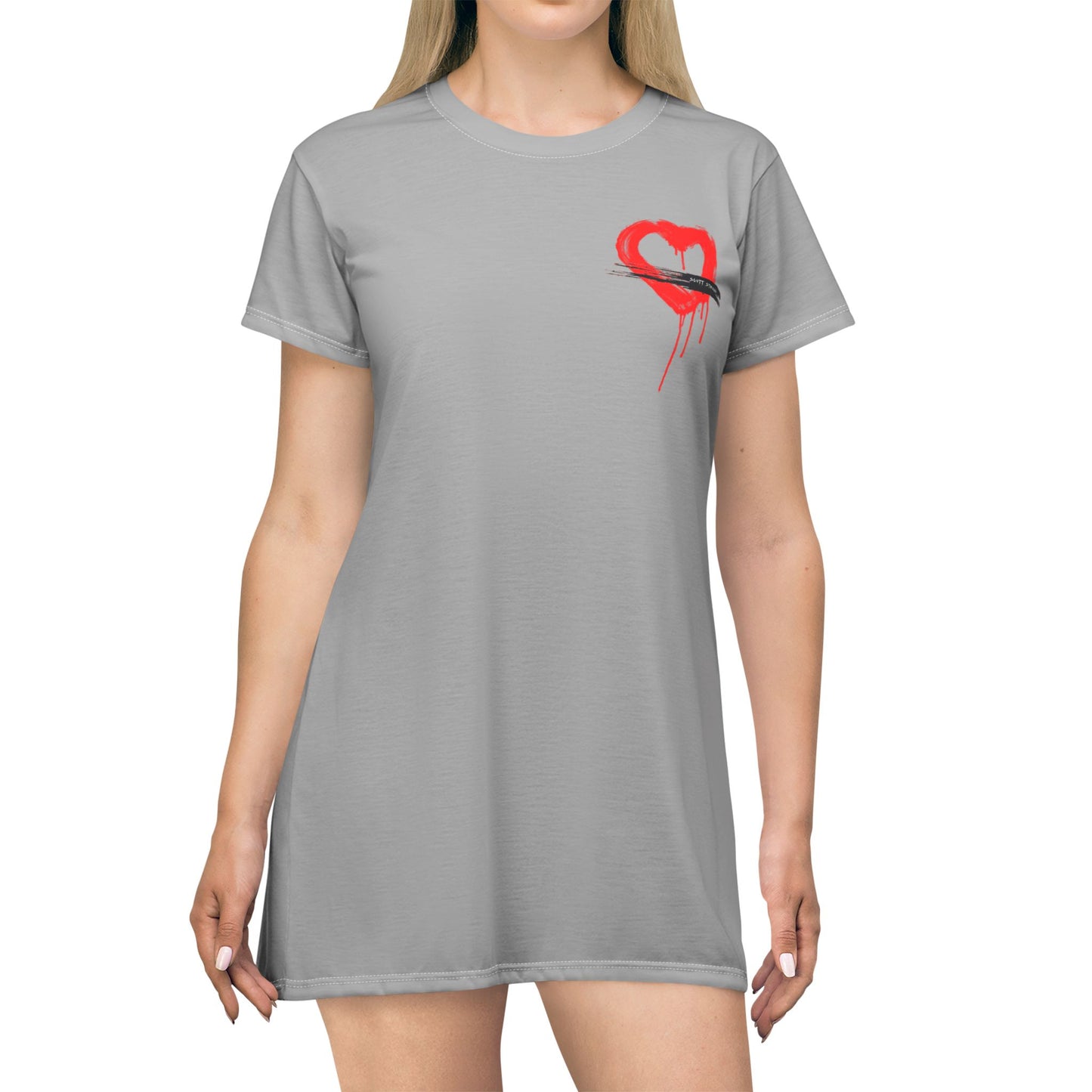 Scott Strong Bleeding Heart T-Shirt Dress (Grey)