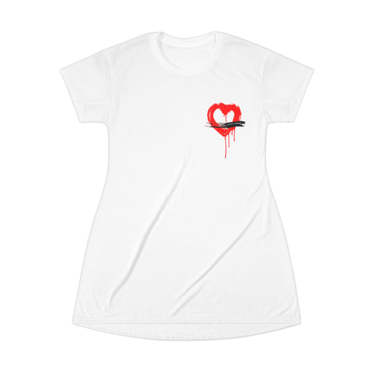Scott Strong Bleeding Heart T-Shirt Dress (White)