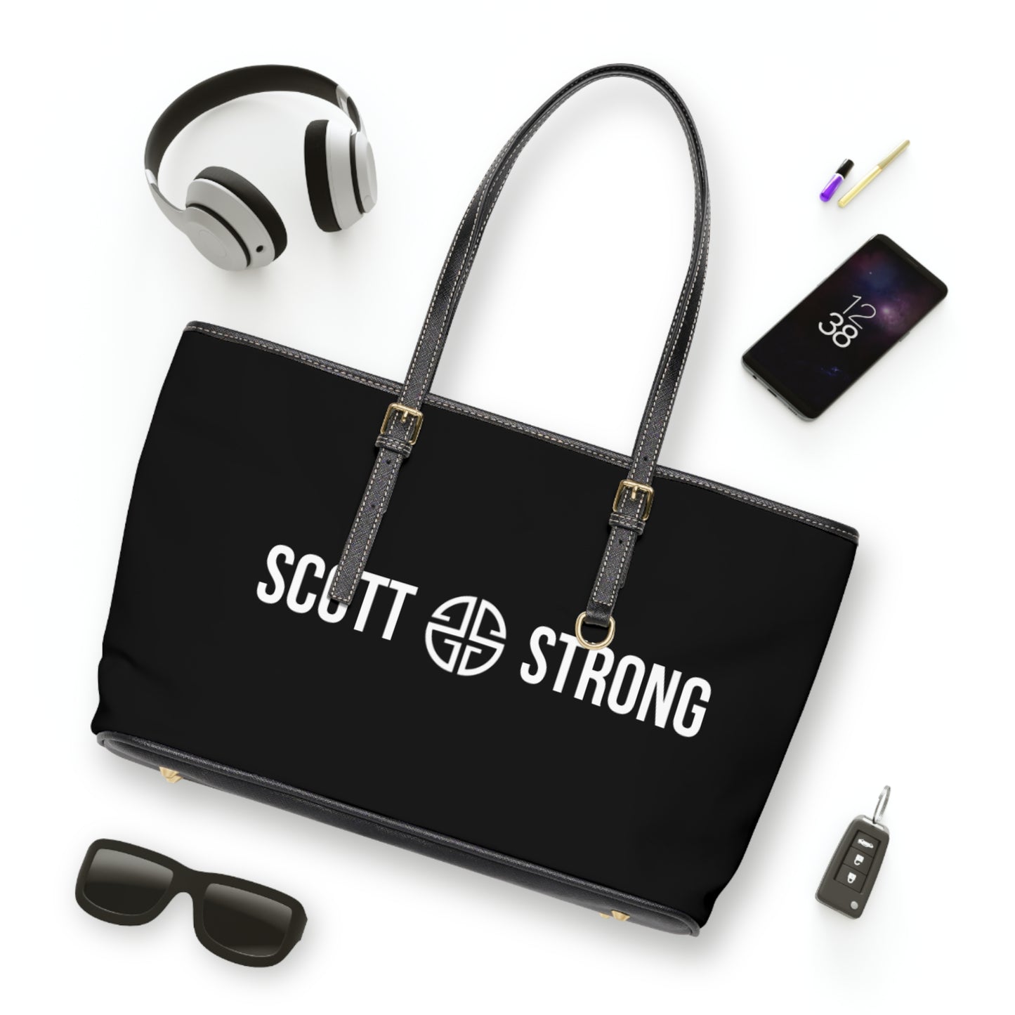 Scott Strong Signature Vegan Leather Shoulder Bag (Black)