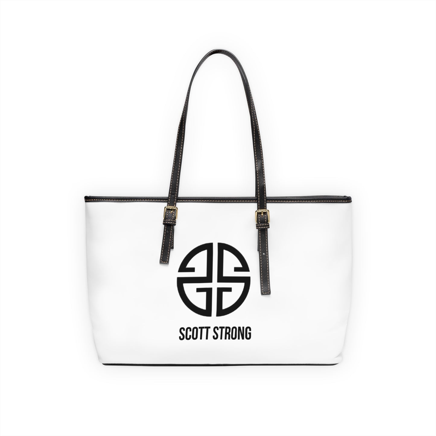 Scott Strong Signature Seal Vegan Leather Shoulder Bag (White)