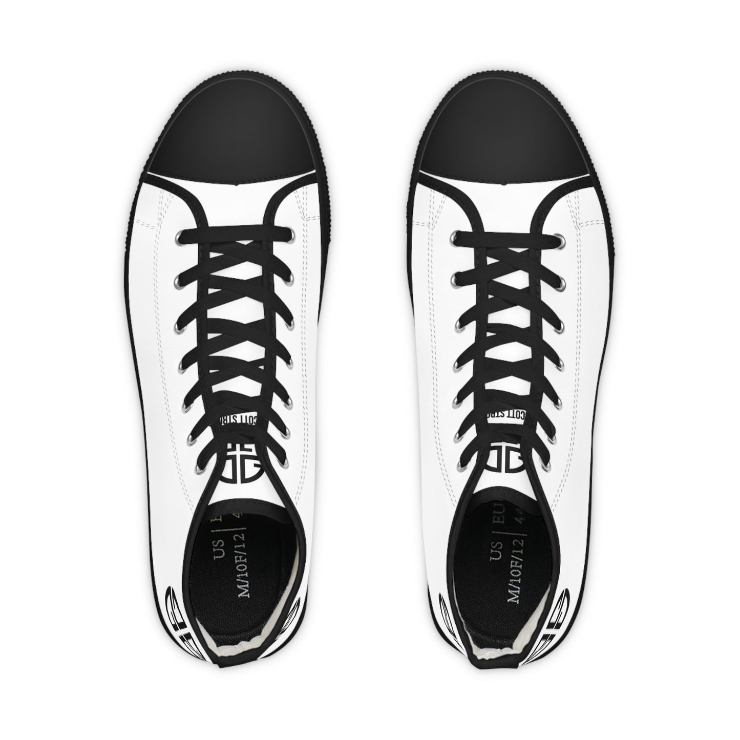 Scott Strong Signature Seal Men's High Top Sneakers (White/Black)