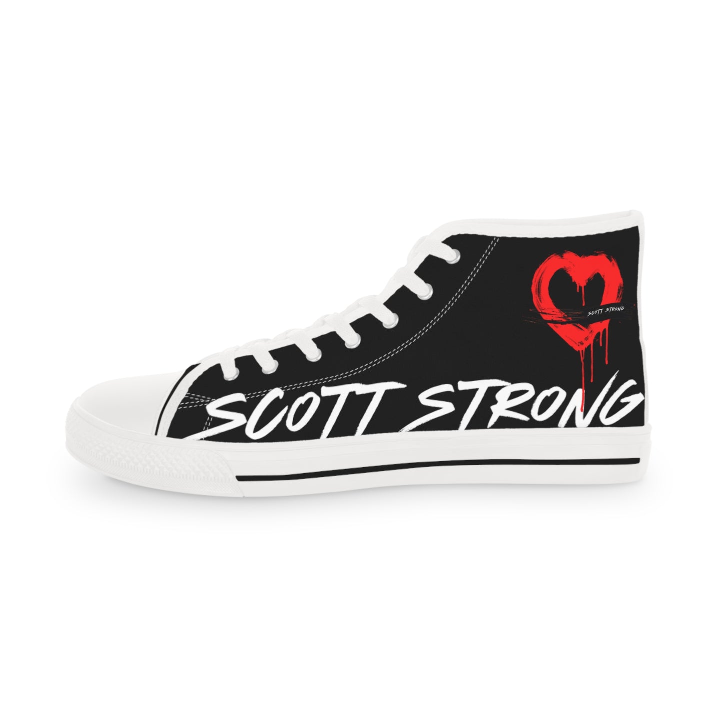 Scott Strong Bleeding Heart Graffiti Men's High Top Sneakers (Black)