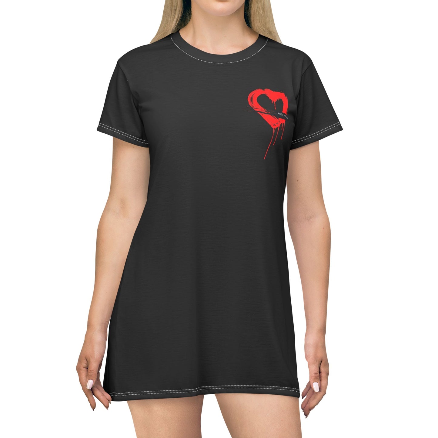 Scott Strong Bleeding Heart T-Shirt Dress (Black)