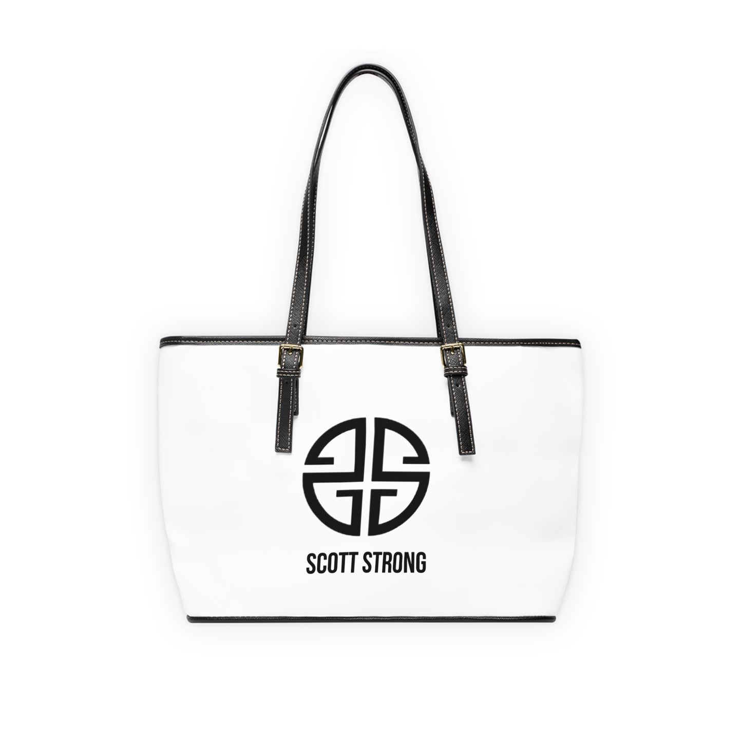 Scott Strong Signature Seal Vegan Leather Shoulder Bag (White)