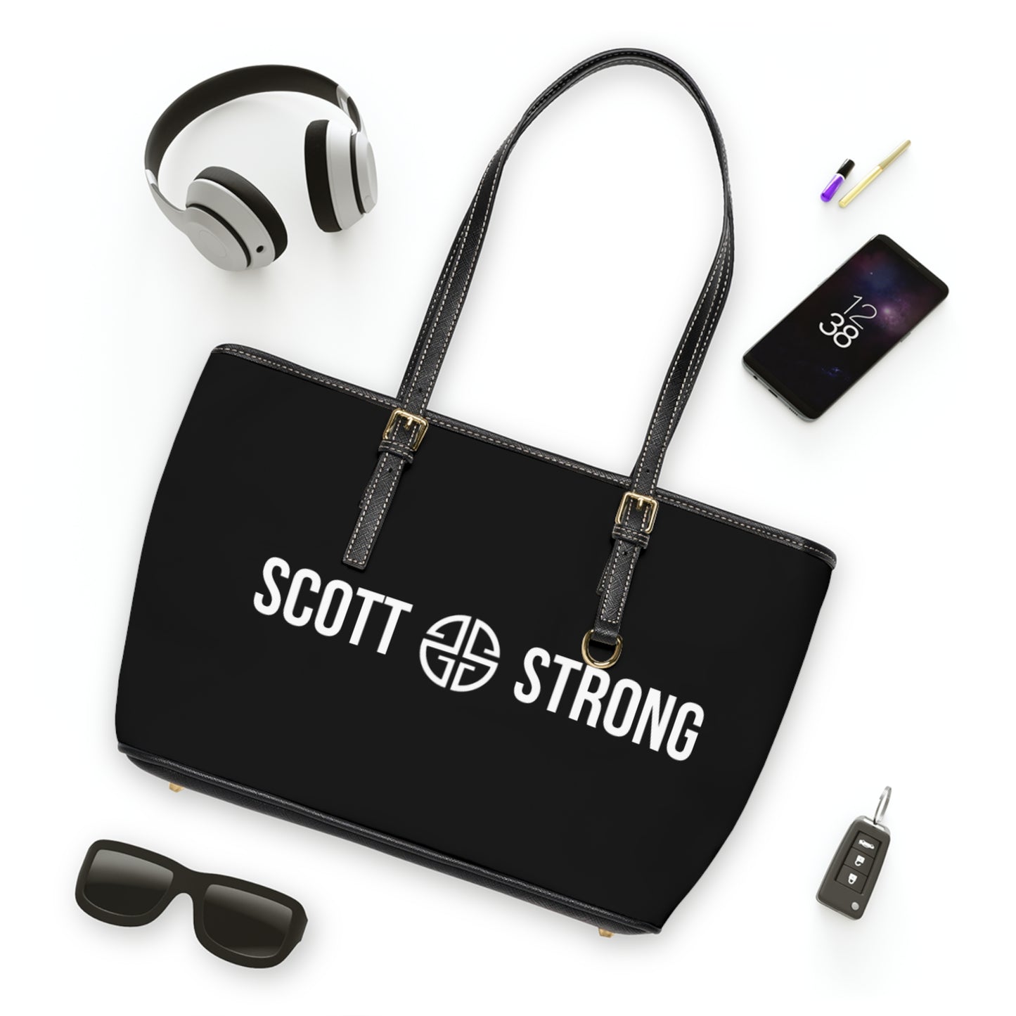 Scott Strong Signature Vegan Leather Shoulder Bag (Black)