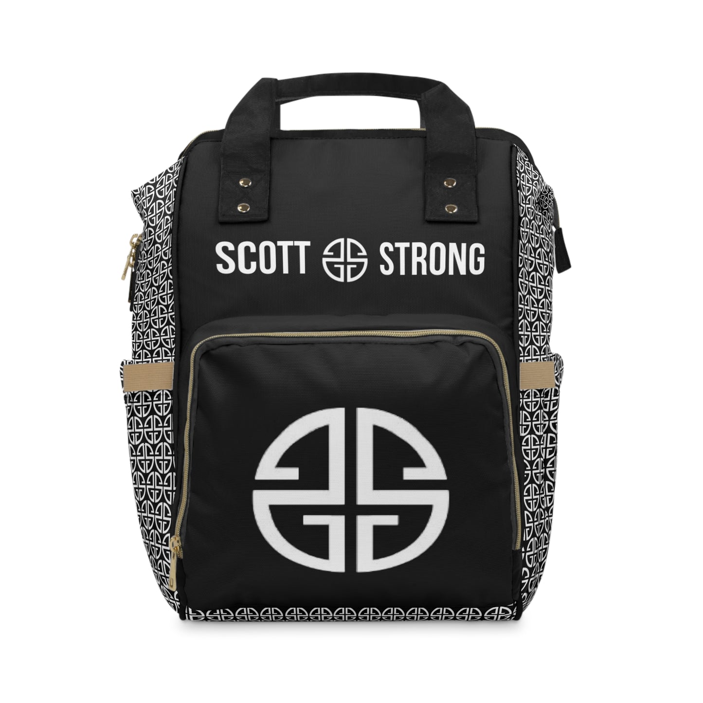 Scott Strong Cross-Print Diaper Backpack (Black)