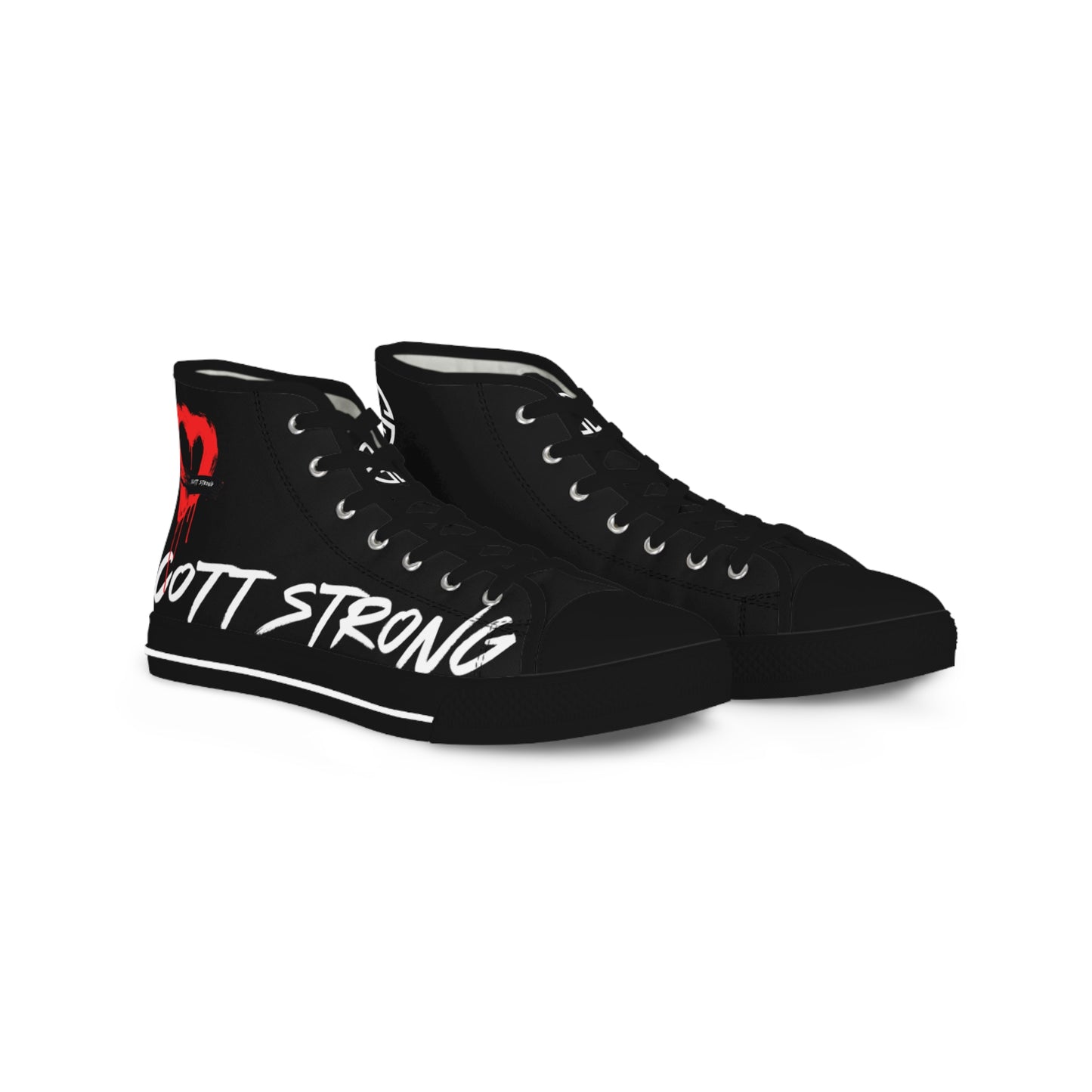 Scott Strong Bleeding Heart Graffiti Men's High Top Sneakers (Black)