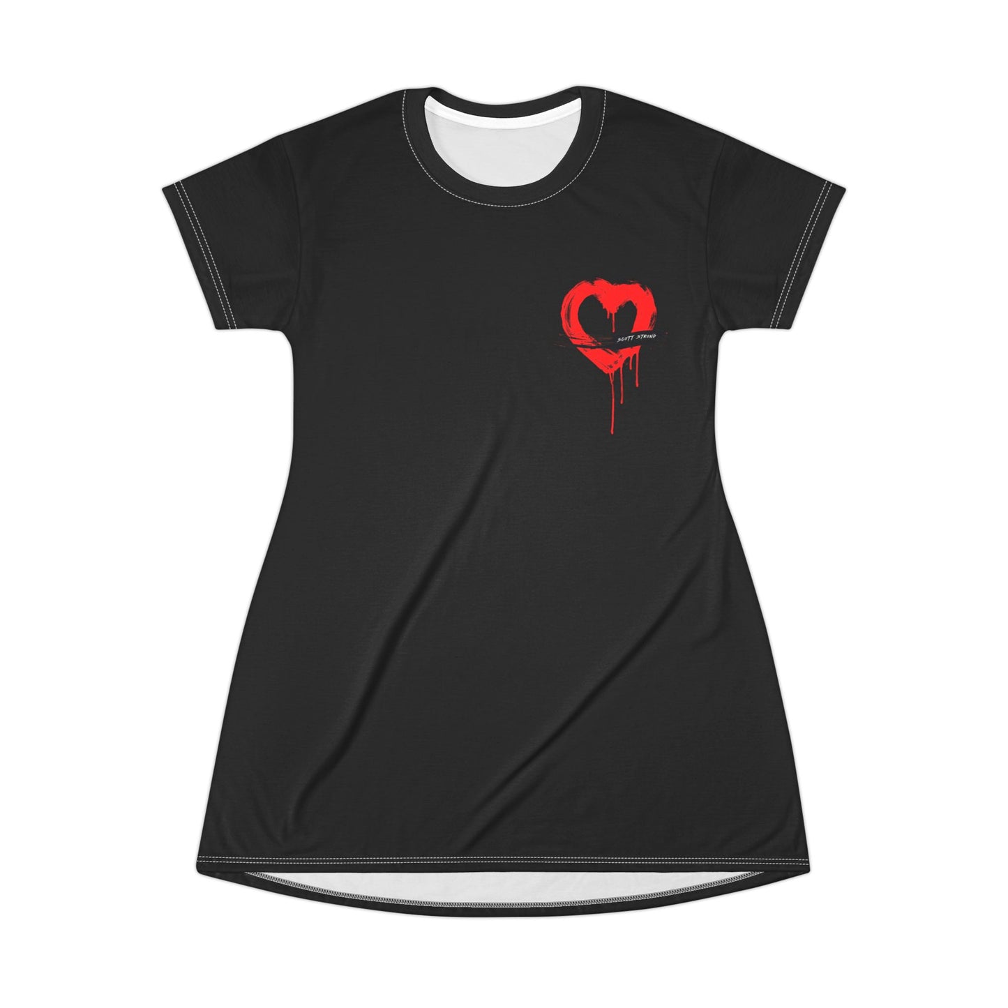 Scott Strong Bleeding Heart T-Shirt Dress (Black)