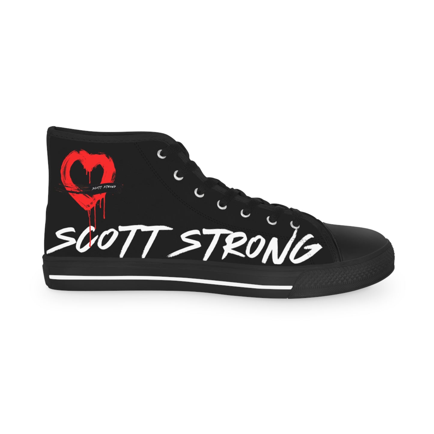 Scott Strong Bleeding Heart Graffiti Men's High Top Sneakers (Black)