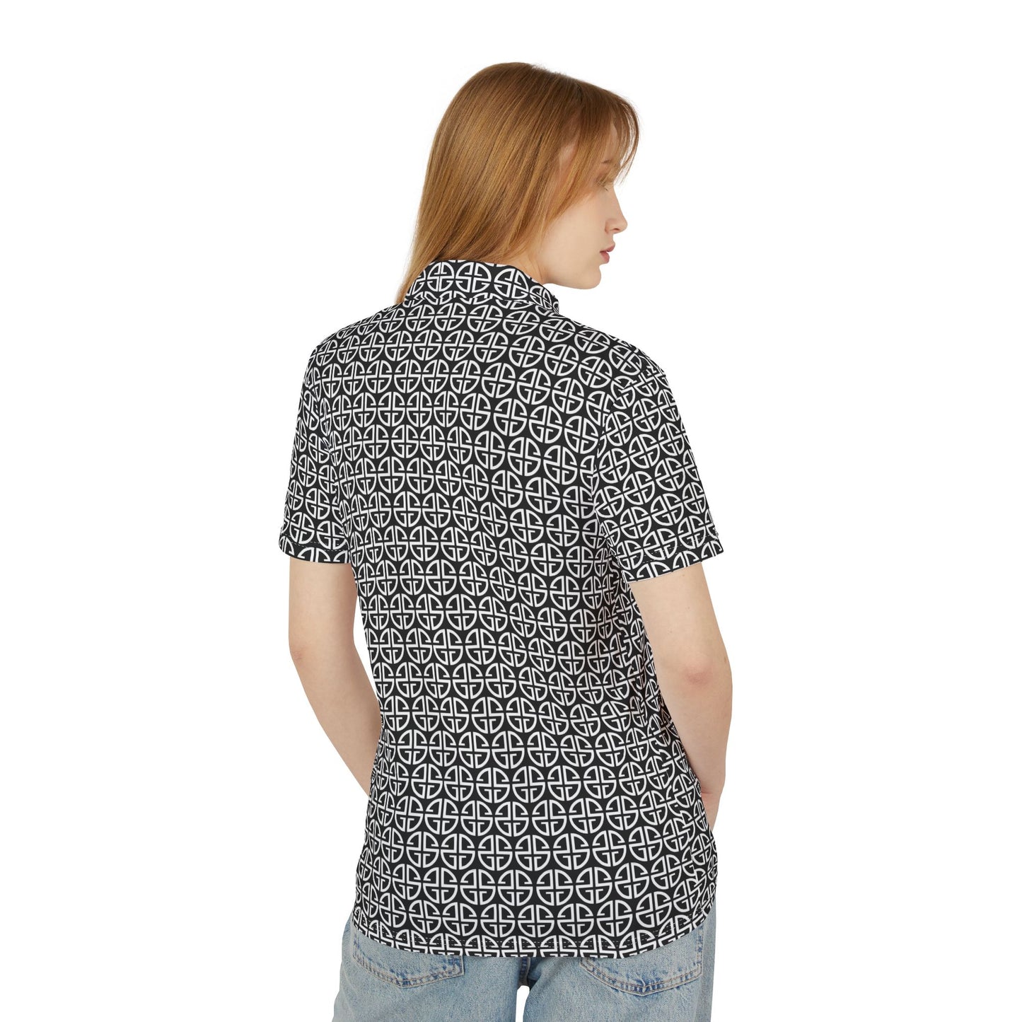 Scott Strong Cross-Print Unisex Polo Shirt