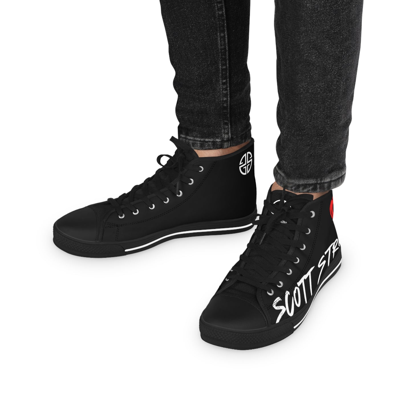 Scott Strong Bleeding Heart Graffiti Men's High Top Sneakers (Black)