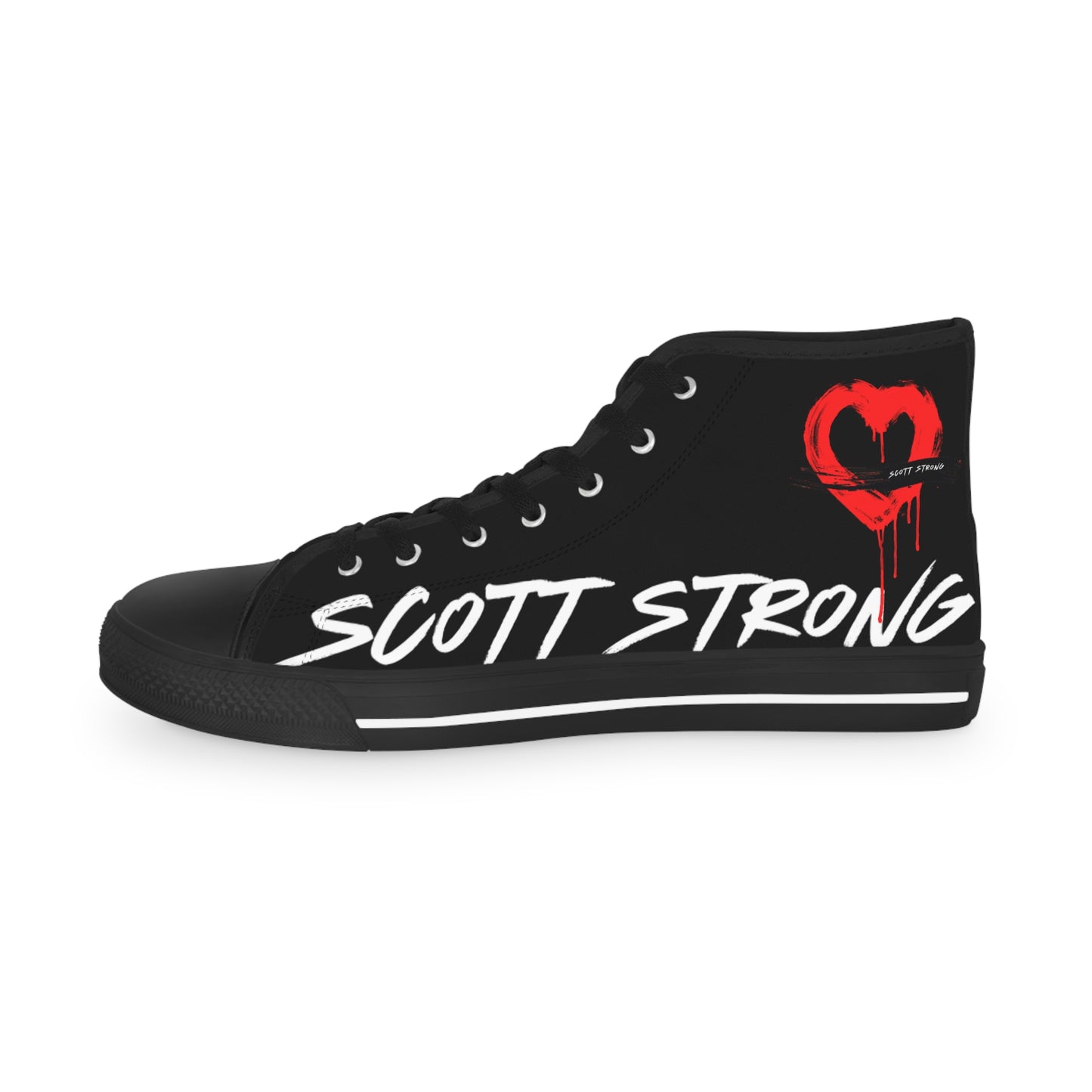 Scott Strong Bleeding Heart Graffiti Men's High Top Sneakers (Black)