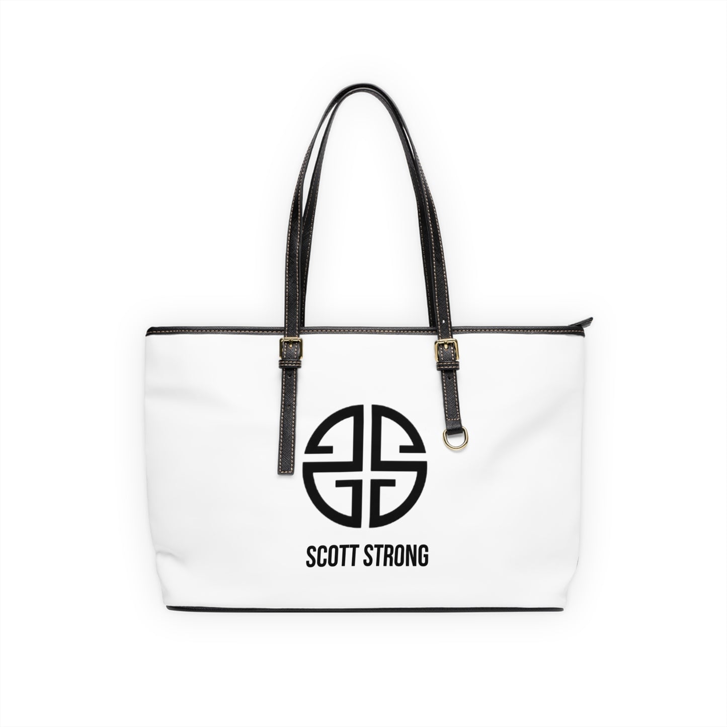 Scott Strong Signature Seal Vegan Leather Shoulder Bag (White)